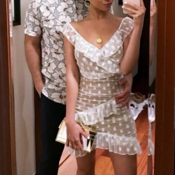 Polka Dot Dress with Ruffles - White - Picture 4 of 4